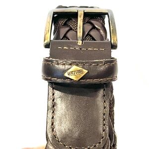 LOTTUSSE Braided Dark Brown Leather and Elastic Belt - Size 110/44.